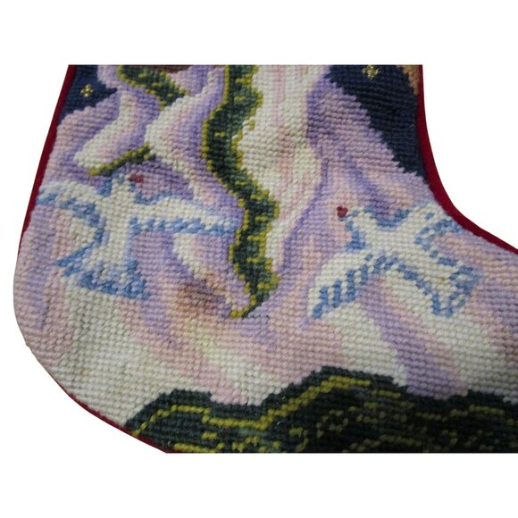 Vintage Imperial Elegance Needlepoint Christmas Stocking Angel Dove Velvet Back - Picture 6 of 8